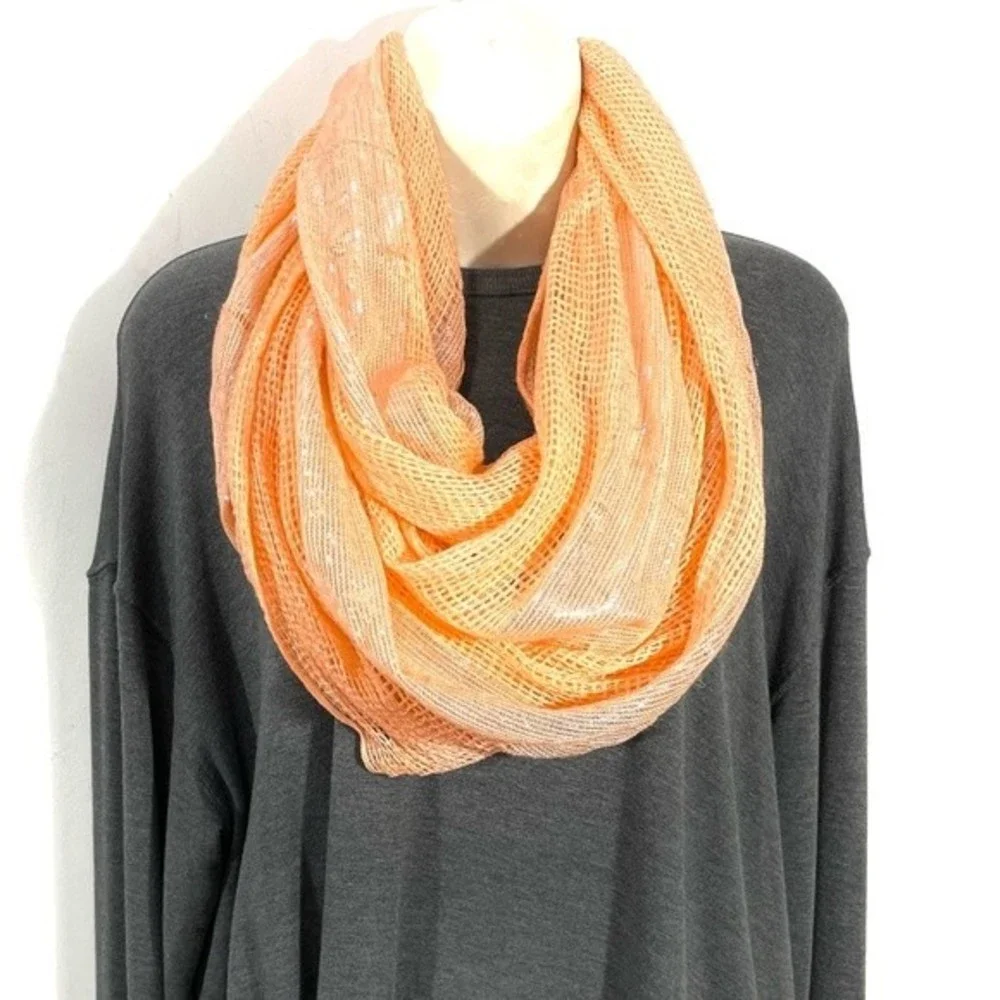 Peach & Silver Shimmer Gauzy Infinity Scarf
